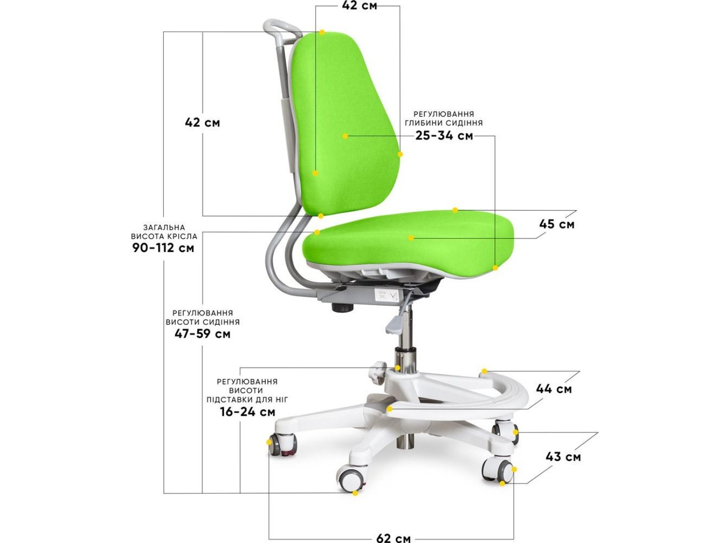 Крісло дитяче Evo-kids Mio Ergo Lite Green (Y-507 Lite KZ) — фото 3
